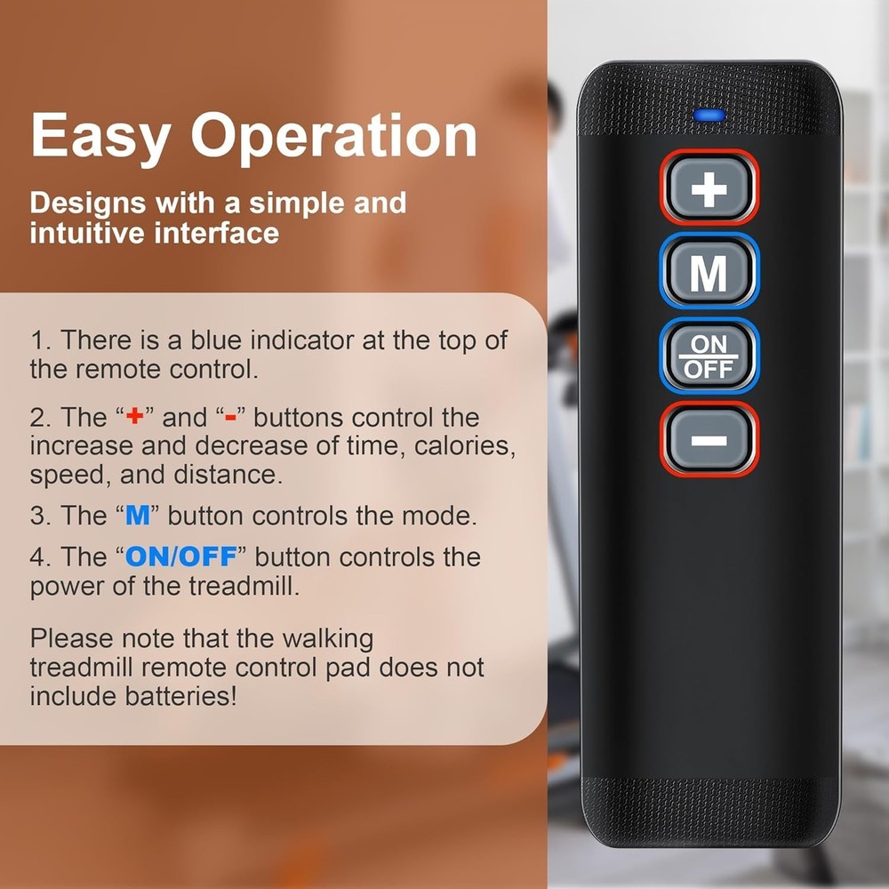 Lightweight Ergonomic Treadmill Remote for Q1 Models - 33 Feet Range, Easy Use