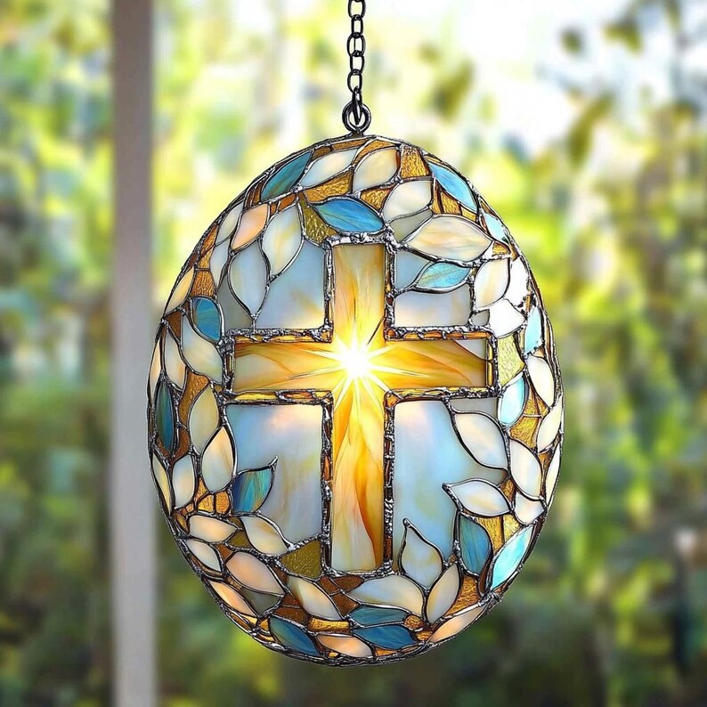 Cross Leaf Acrylic Suncatcher Easter Window Decor