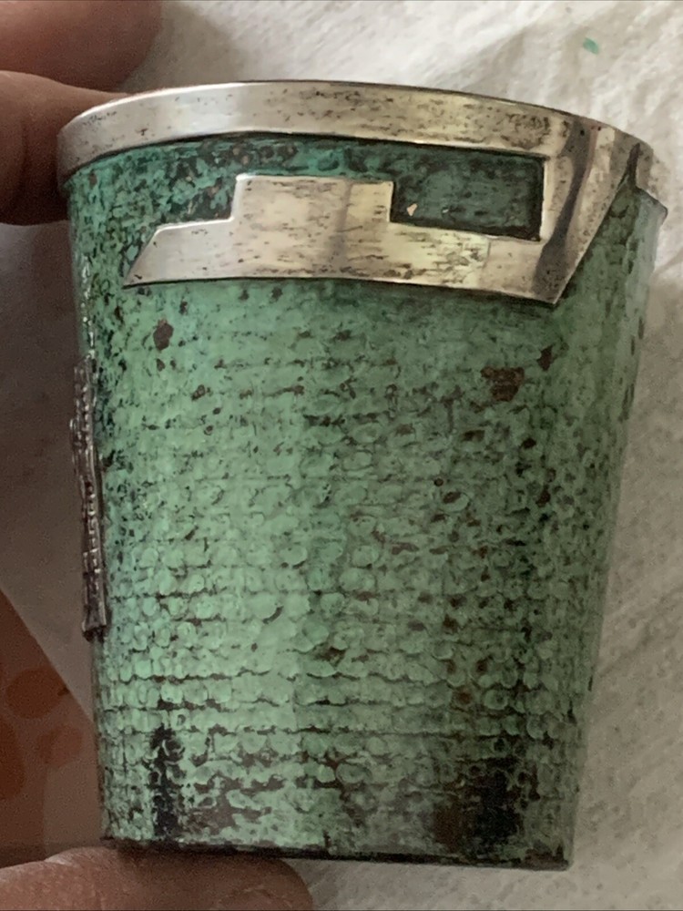 Peruvian Style 925 Sterling Silver/Copper Inka Mayan Aztec Vessel Cup