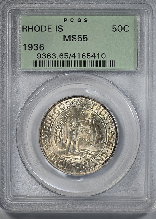1936 Rhode Island Classic Commemorative Half Dollar 50C PCGS MS65 OGH