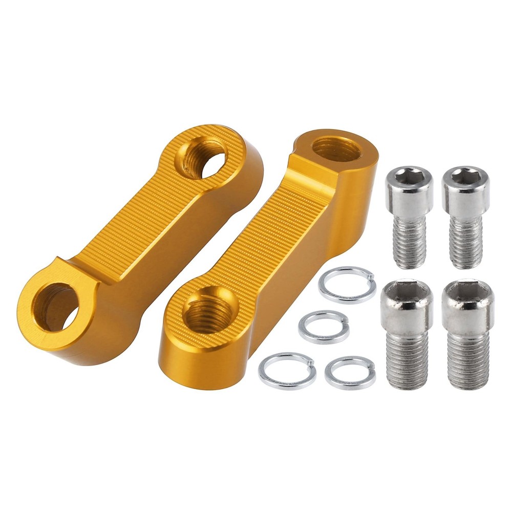 1 pair motorcycle 10mm 8mm mirror support extender adapter gold tone