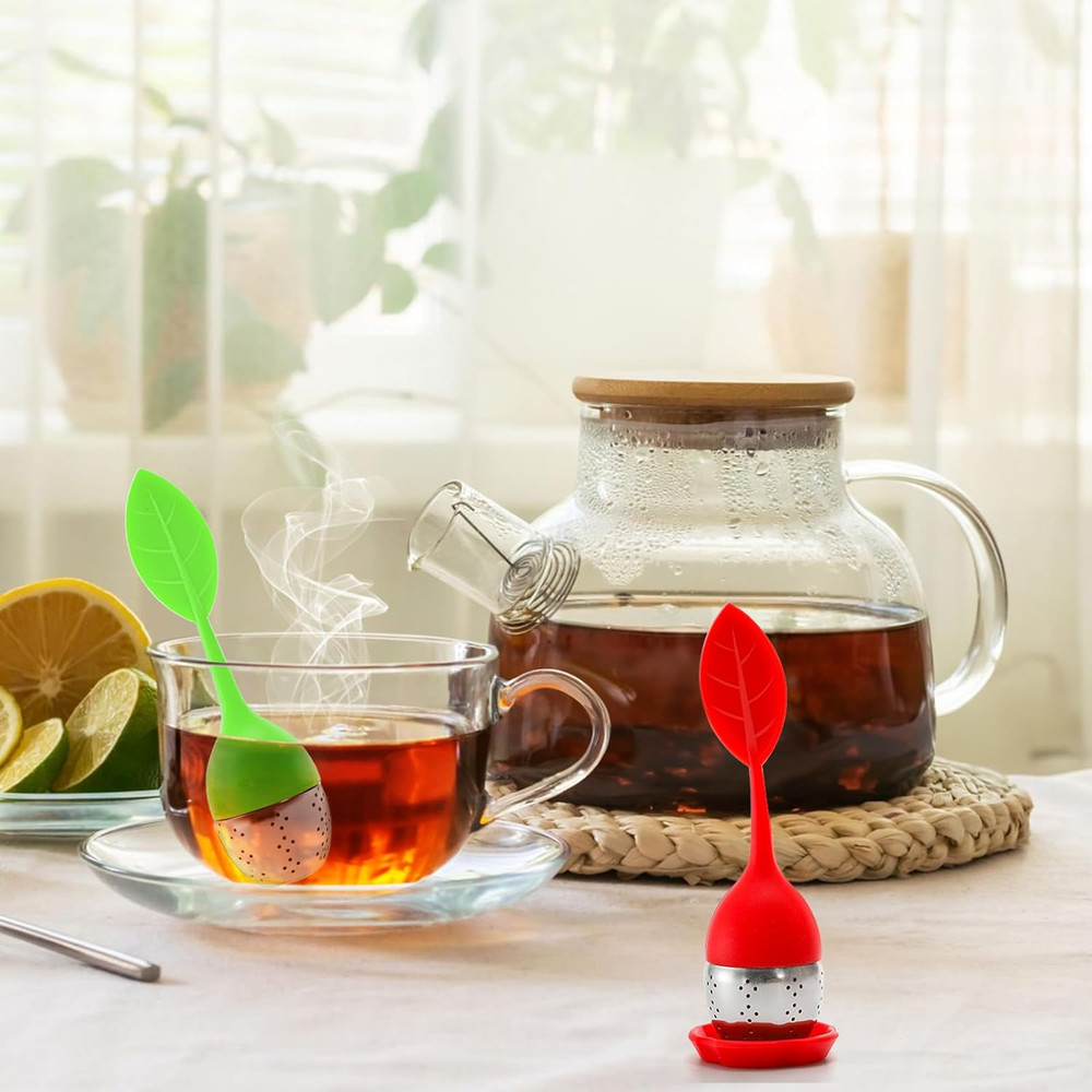 7 Pack Silicone Tea Infuser Loose Leaf Tea Steeper Strainer Filter Ball Tray