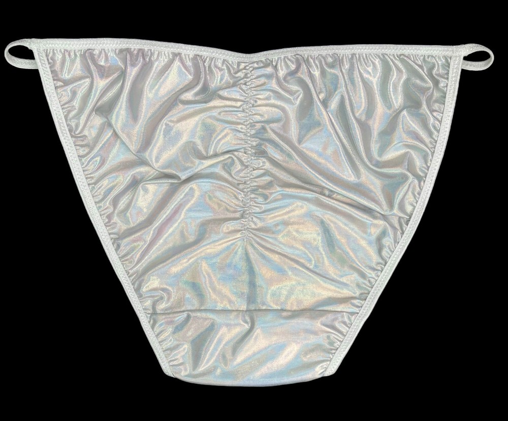 Satin String Bikini Scrunch Butt Holographic Foil XL