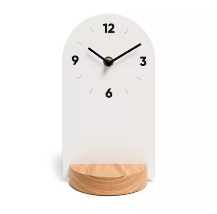 U Brands White Desktop Clock, Verona Collection