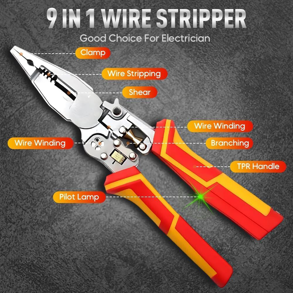 Wire Strippers with Electricity Measurement Function 8in1 Wire Stripping Pliers
