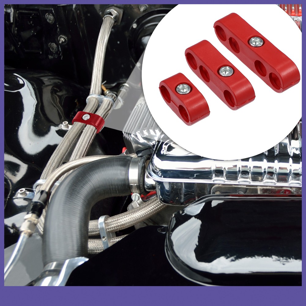 ONE Car Spark Plug Wire Separator Looms Divider Organizer Clamp Universal Red
