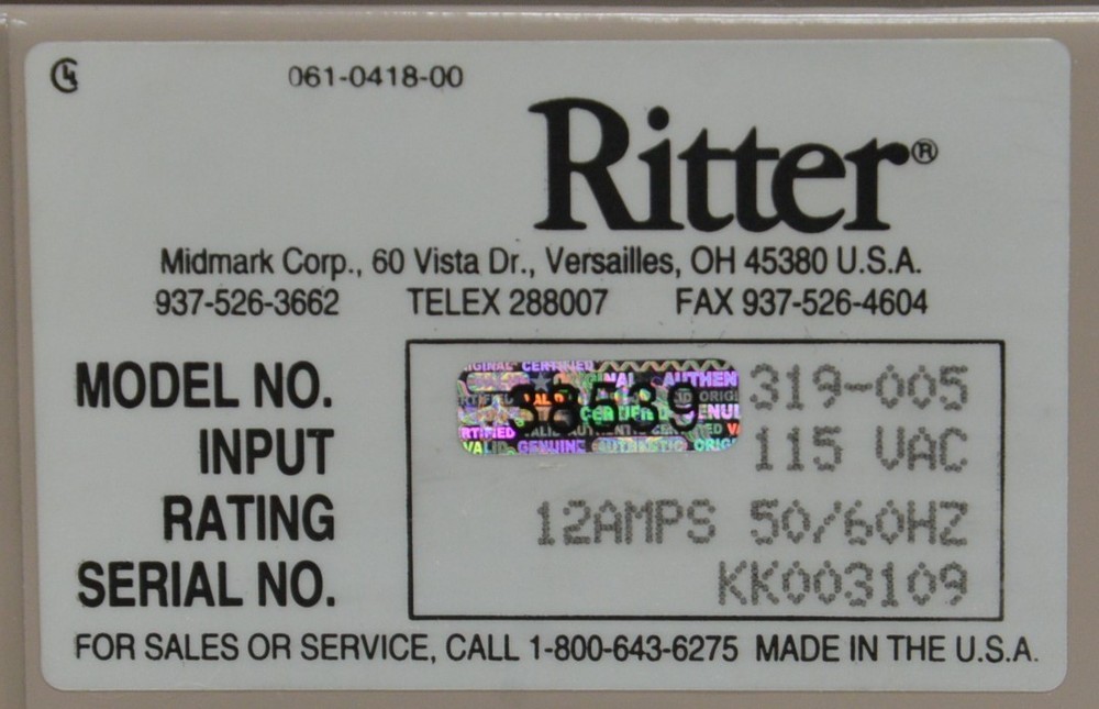 Midmark Ritter 75 Evolution 319-005 Powered Exam Chair W/ Foot Switch