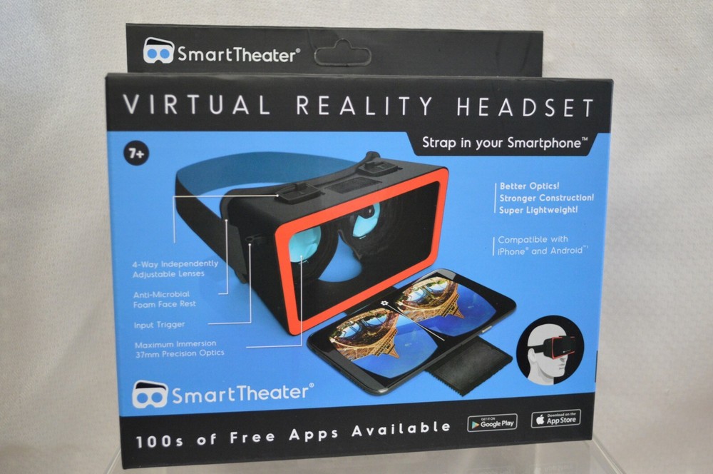 NEW Smart Theater Virtual Reality Headset Black VR Compatible with Apple Android