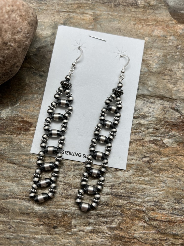 Sterling Silver Pearls Bead Earrings.