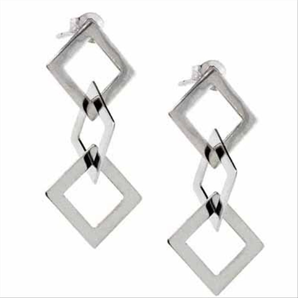 925 Silver Intertwined Diamond Shape Dangle Earrings
