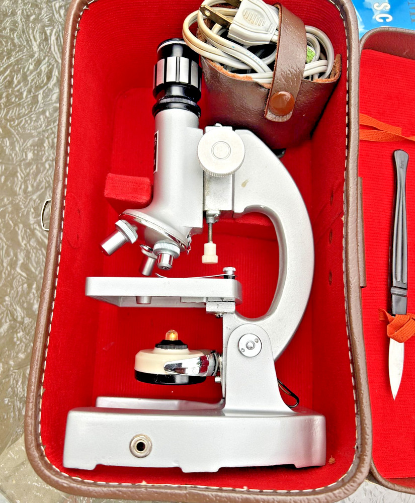 Vintage Jason Microscope w/ Case & Accessories Student Lab Scope Works