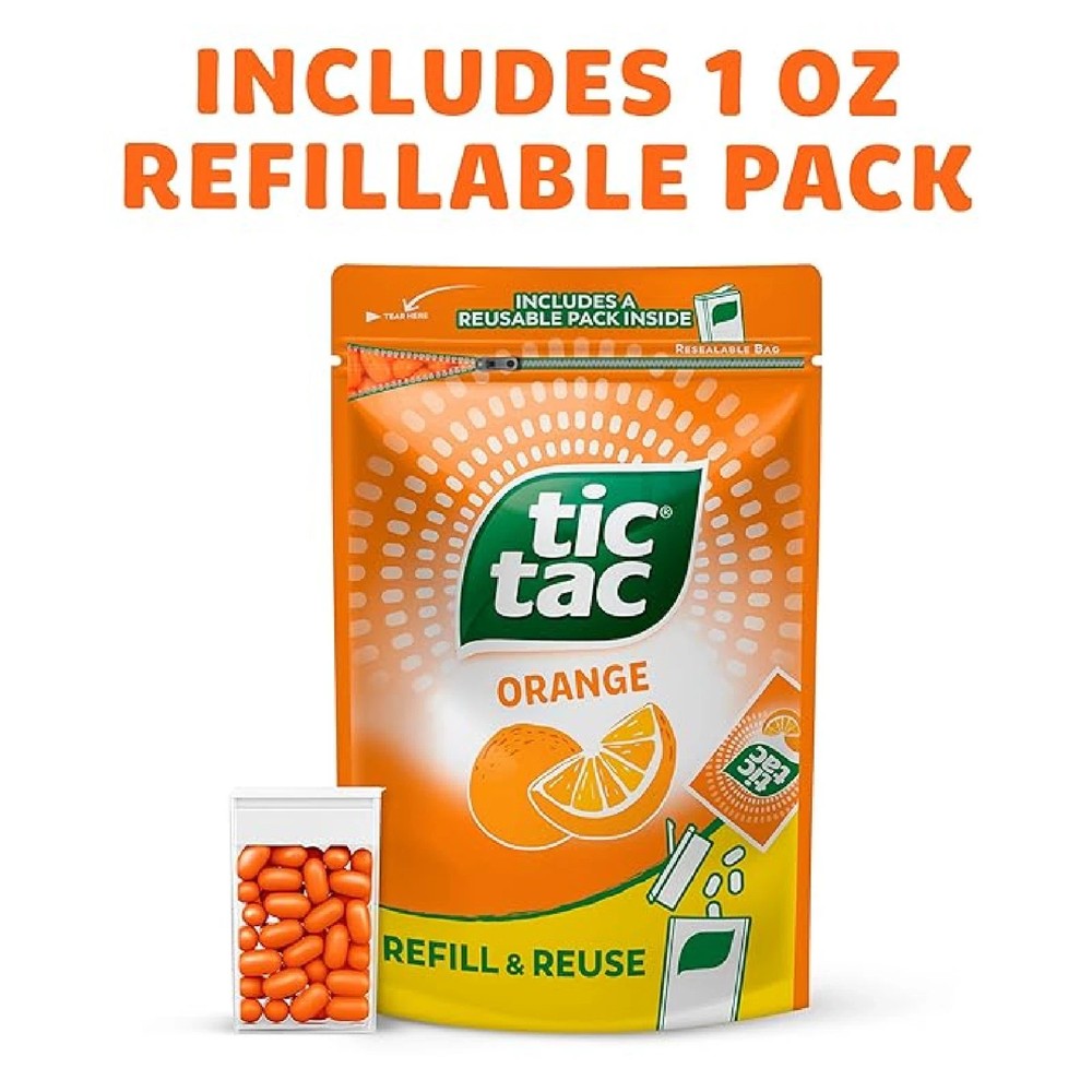 Tic Tac Resealable Refill Bag Bulk 17.2 Oz Orange Flavored Mints