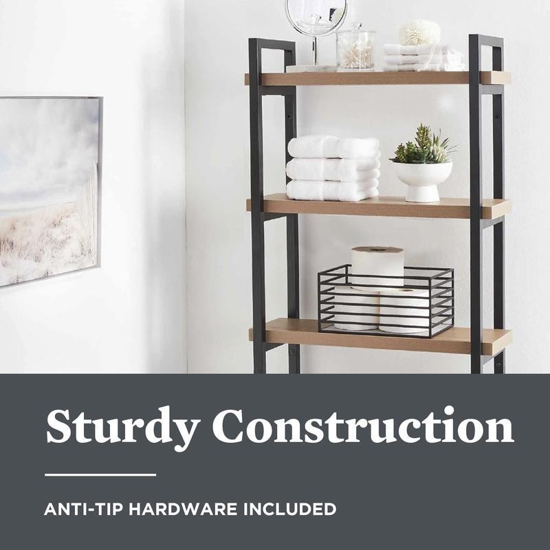 3-Shelf Over Toilet Storage Space Saver Bath Organizer Adjustable Shelving Unit