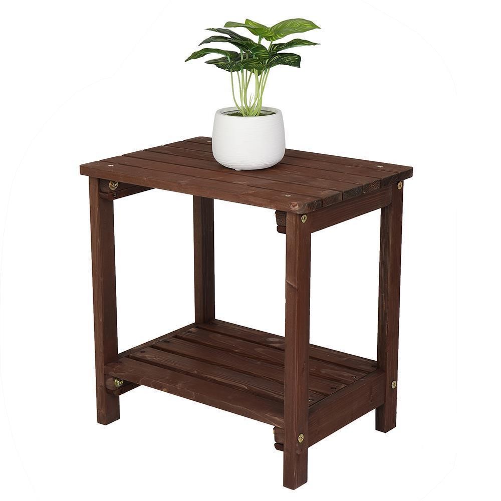 Wooden Side End Table Patio Coffee Bistro Rectangular Table Water-Resistant Yard