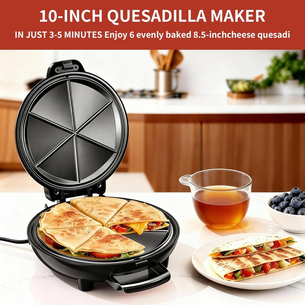 Electric Quesadilla Maker, 9.5'' Press with Easy Normal, Black