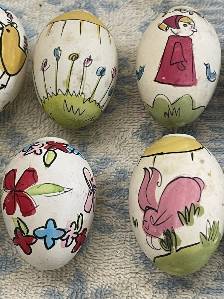 10 Easter eggs Old World Christmas Light Hand Painted Vintage