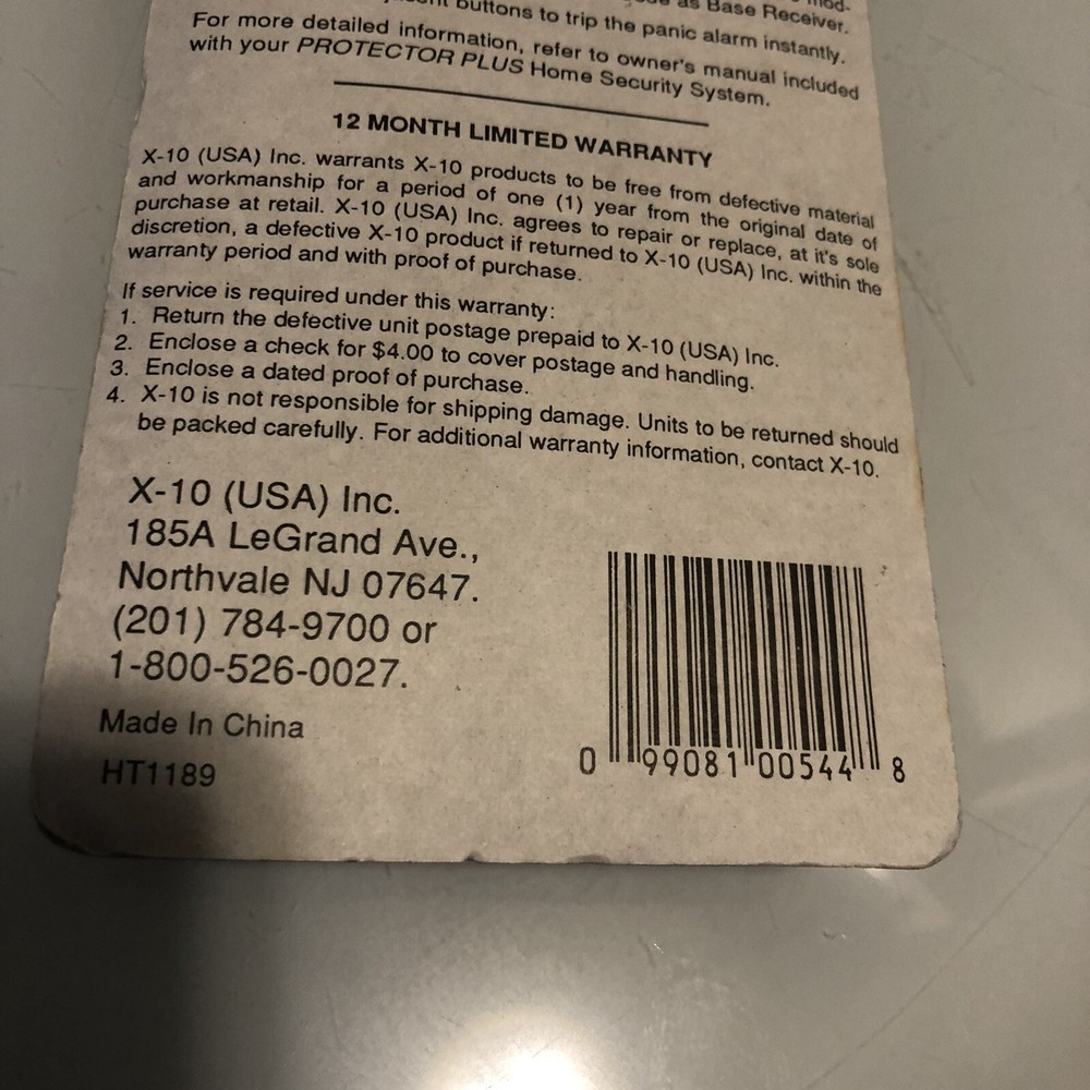 X-10 Remote Control HT544 Powerhouse Protector Plus Wireless