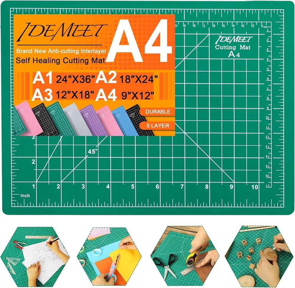 Lightweight Green 9"x12" Cutting Mat with Buffer for Seamless Cutting