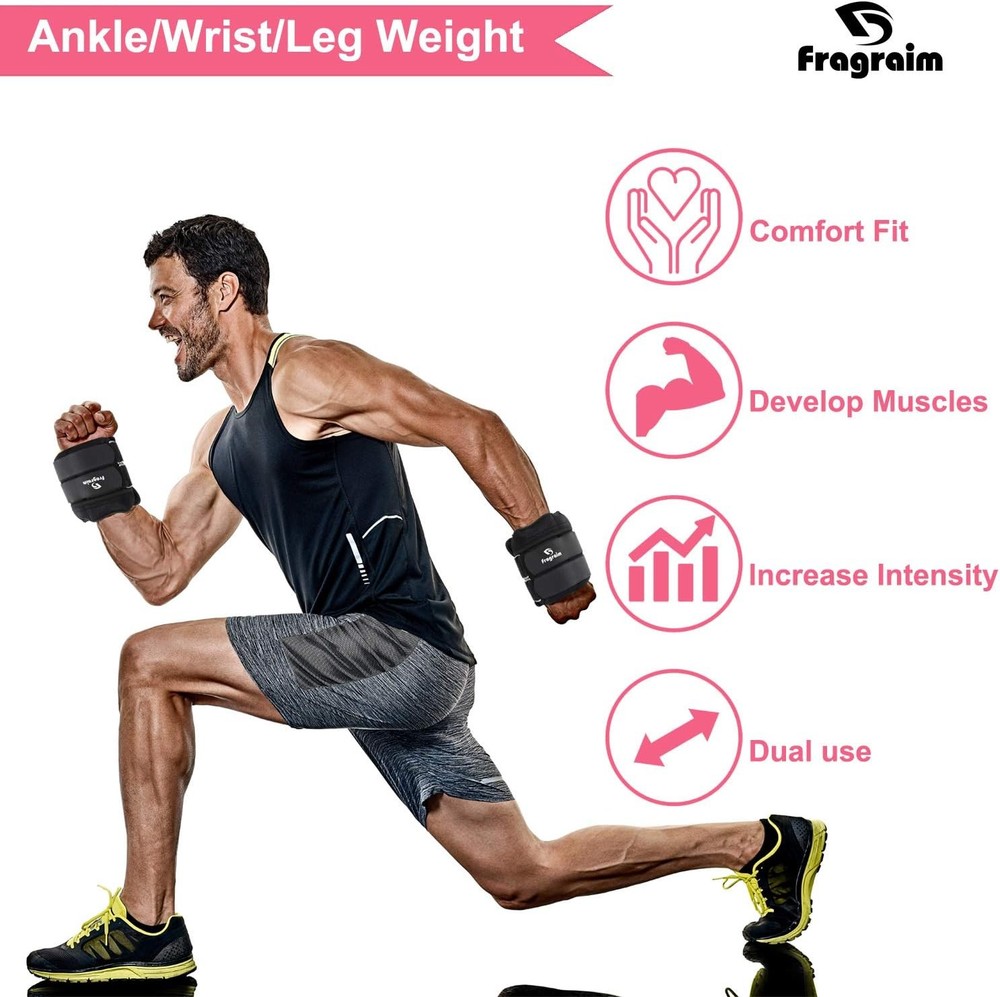 Ankle Weights 20Lbs Pair Strength Training Wrist/Leg/Arm Weight Adjustable Strap