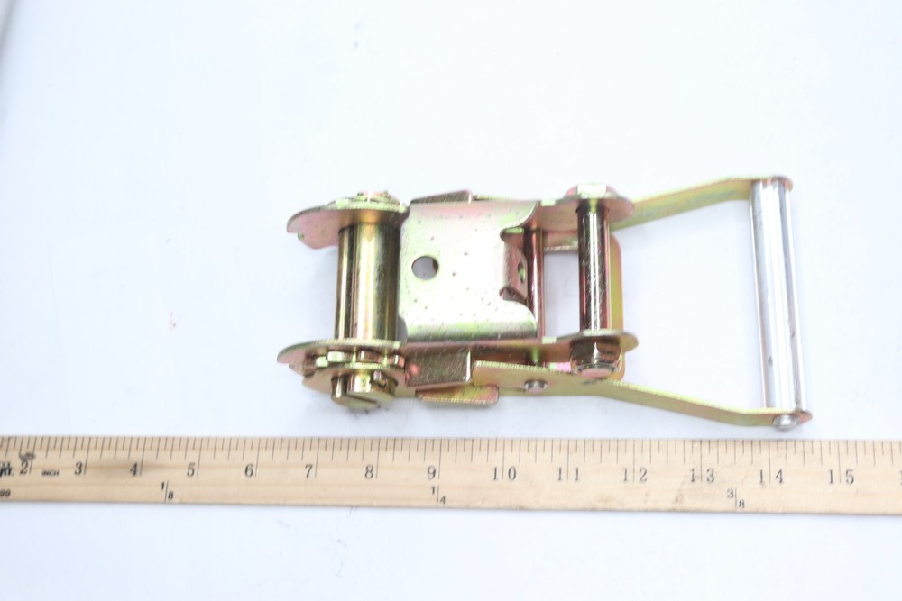 Heavy Duty Ratchet Tie Down with Large Bar Handle Yellow Zinc 2"