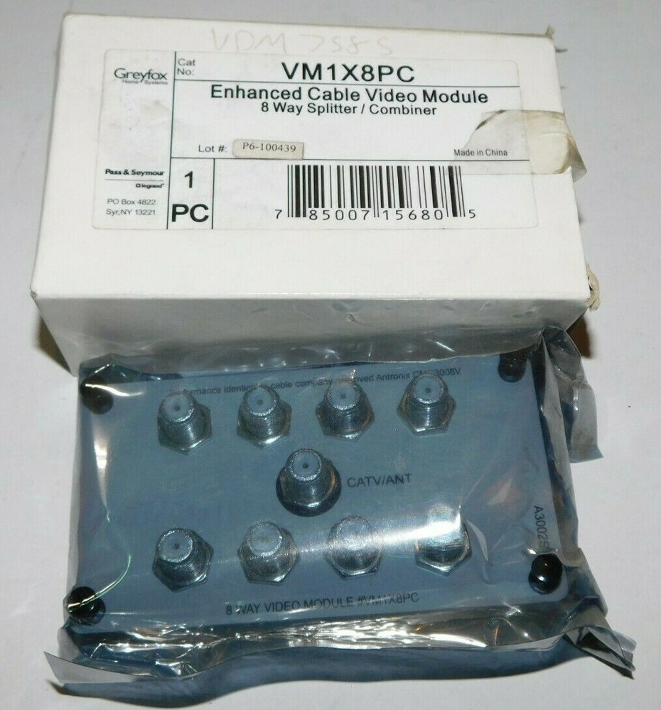 NEW GREYFOX On-Q VM1X8PC 8-WAY SPLITTER ENHANCED CABLE VIDEO MODULE