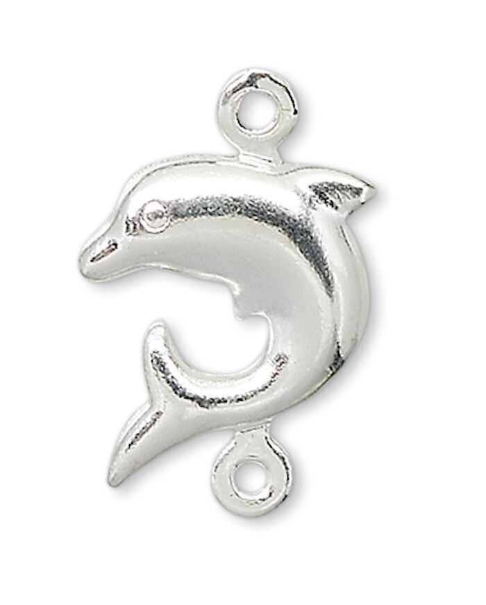 10 Silver Plated Brass 15x9mm Double Sided Dolphin Links *
