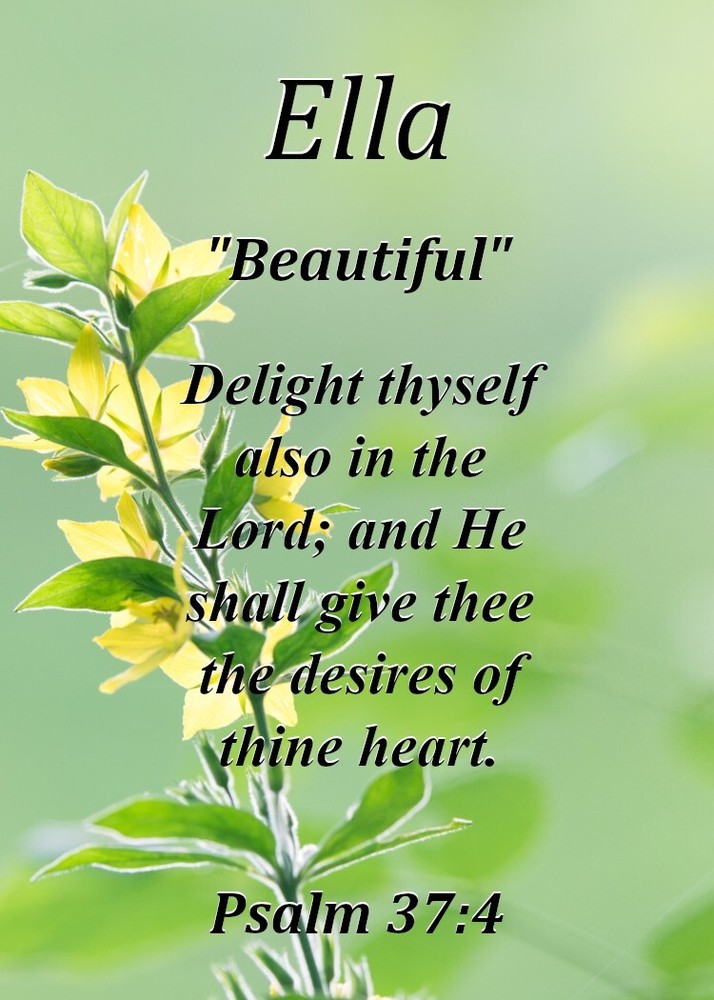 Ella  "Beautiful" Keepsake Name Meaning Card with Bible Verse