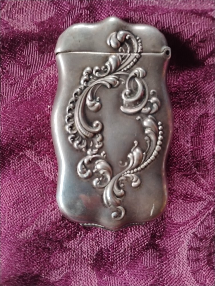 antique sterling silver match safe Embossed