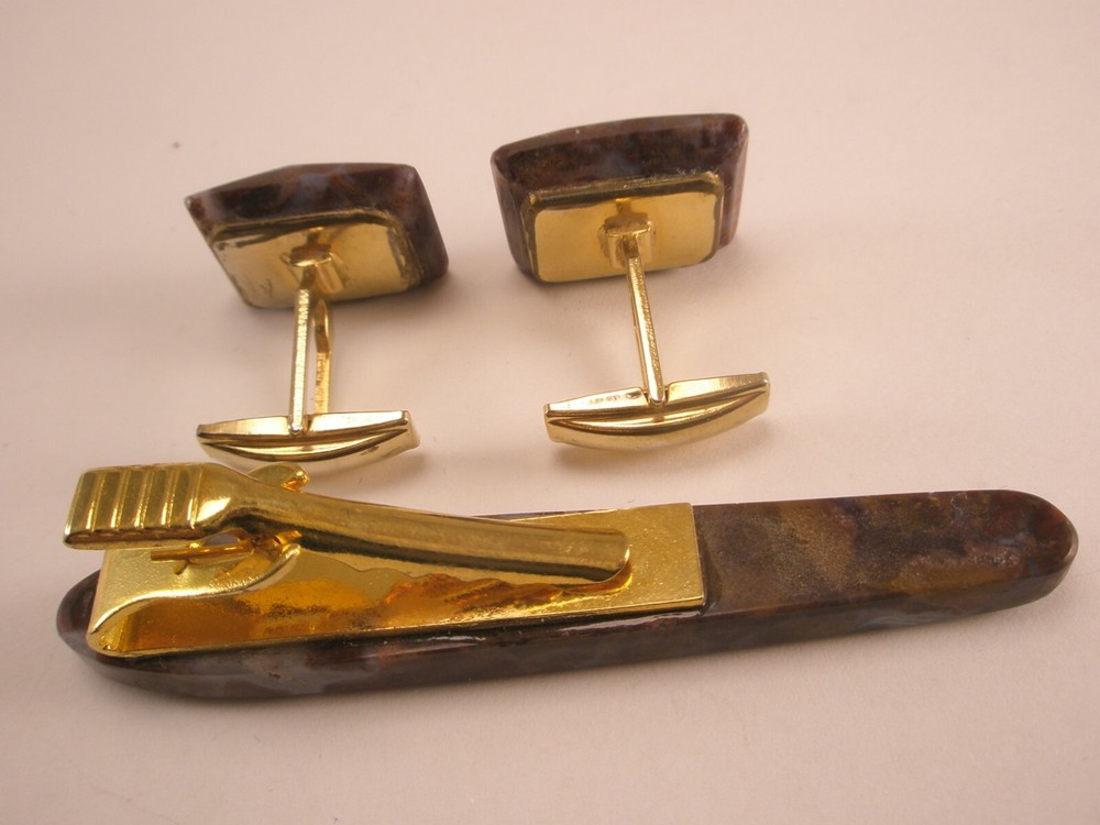 Jasper Vintage Cuff Links & Tie Bar Clip set