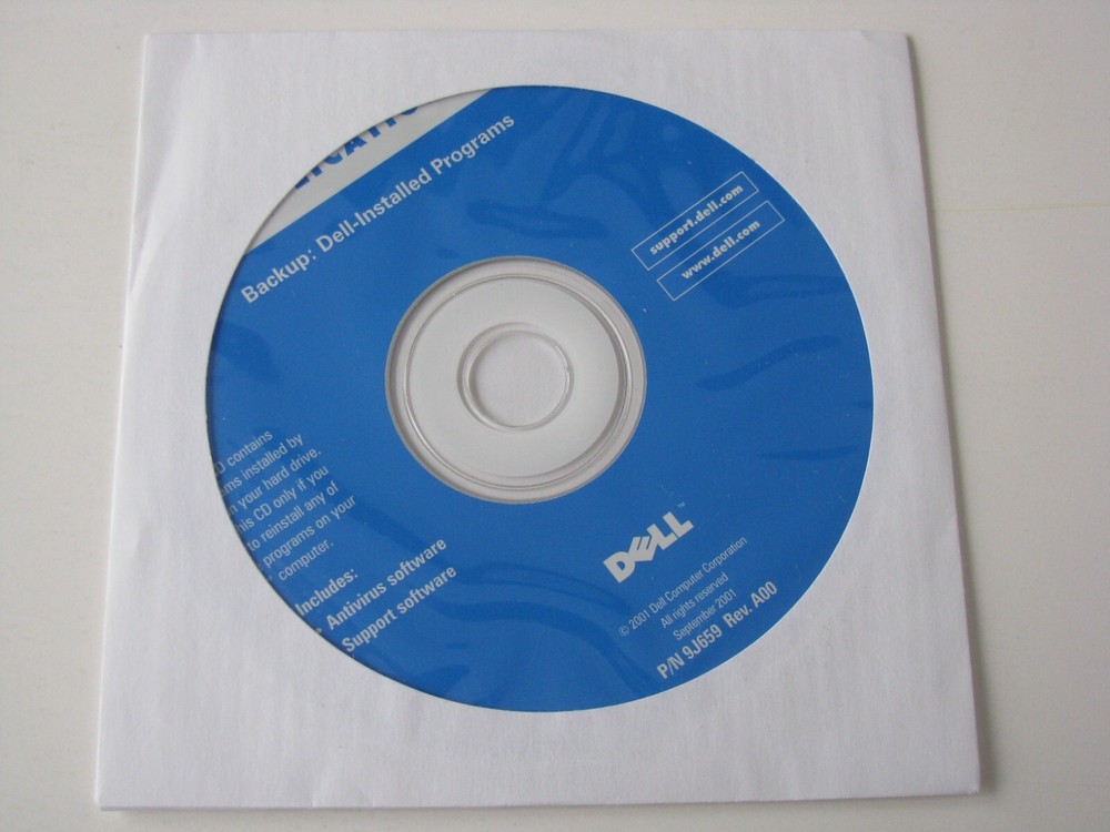2001 Dell Applications Backup Dell-Installed Programs PC Software CD NO LICENSE