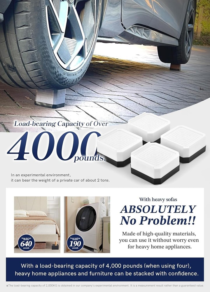 Space-Efficient Bed Risers - Heavy-Duty Adjustable Blocks for Home & Office Use