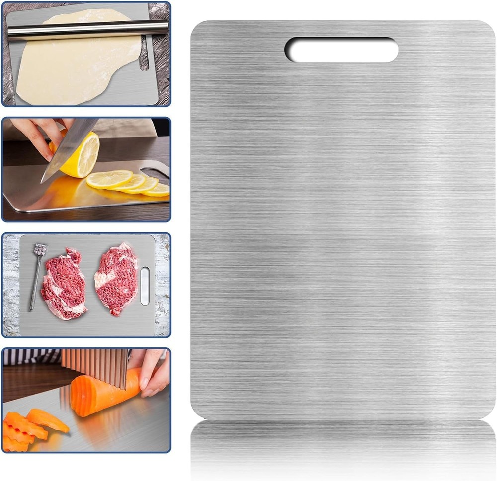 Titanium Cutting Board, Stainless Steel Cutting Boards for Kitchen, Double Si...