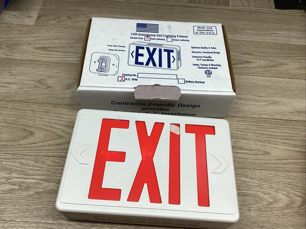 DOUBLE FACE A.C ONLY LED EMERGENCY EXIT LIGHTING FIXTURE SIGN #807KN*SI