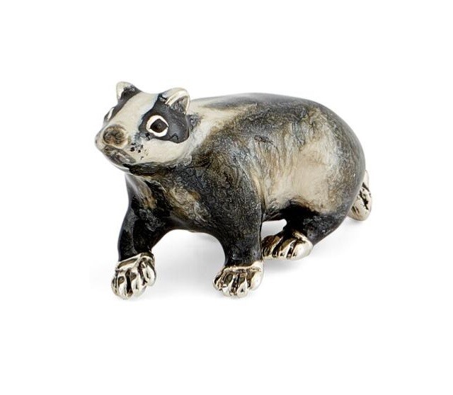 Saturno Silver and Enamel Badger- Sterling , Hallmarked Silver