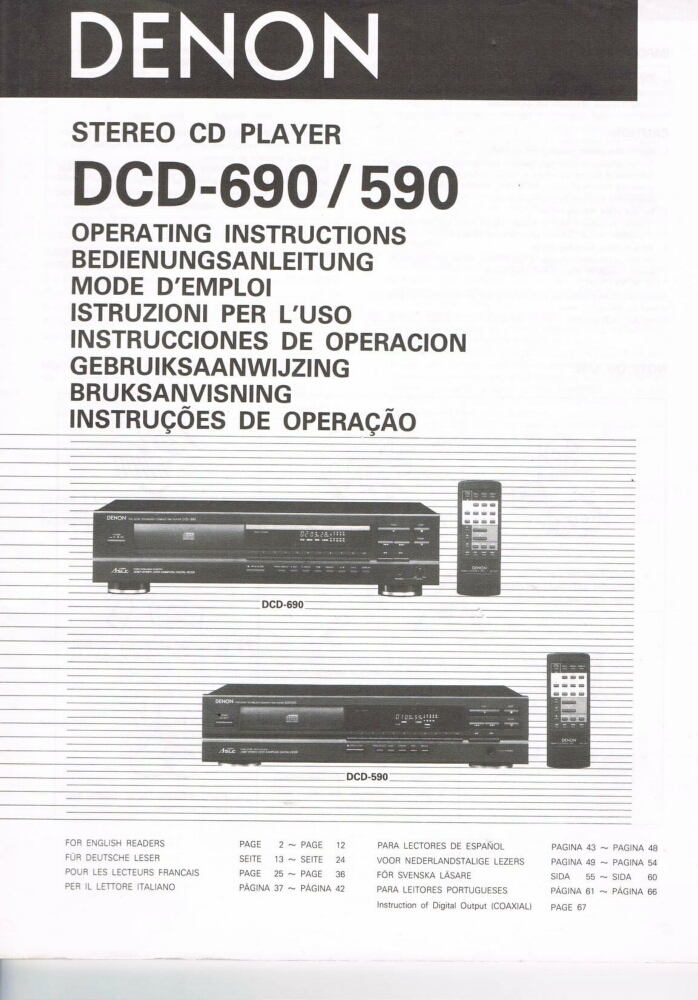 Denon DCD-690 CD Player Owners Manual