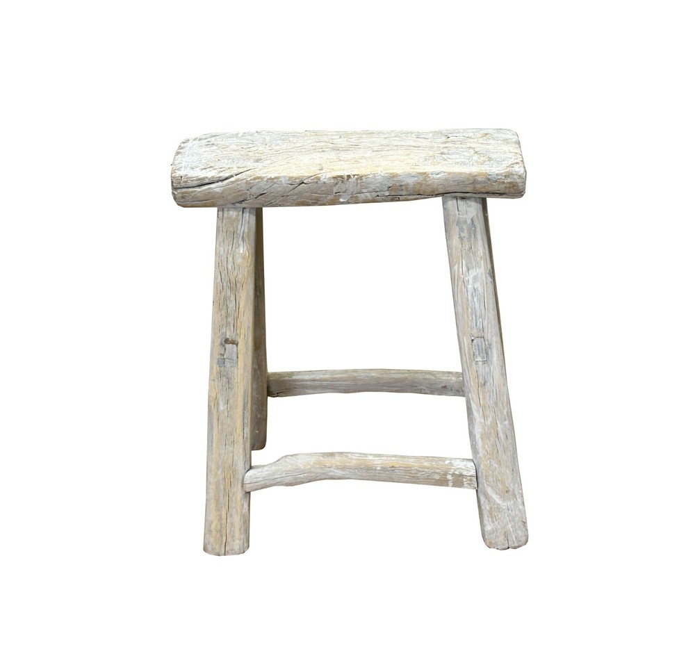 Rustic Raw Rough Wood Grain Rectangle Slim Stool Bench Side Table ws4615
