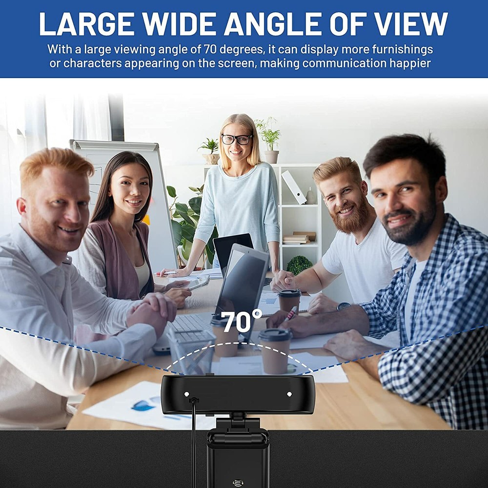 VUPUMER Webcam 2K HD Streaming Camera with Microphone with Privacy Shutter and T