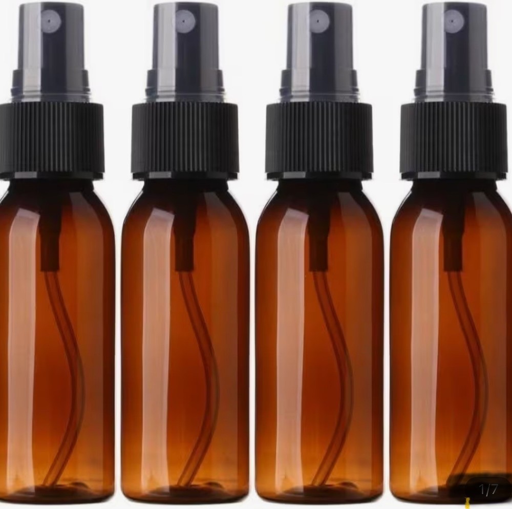 2Pc 50ml/2oz Amber Empty Plastic Travel Bottles Fine Mist Atomizer - Refillable