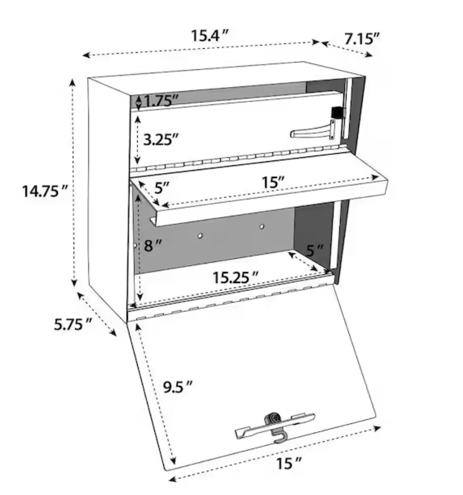 Locking Mailbox Wall Mount Medium Mail Boss Metro Bronze High Security 7164