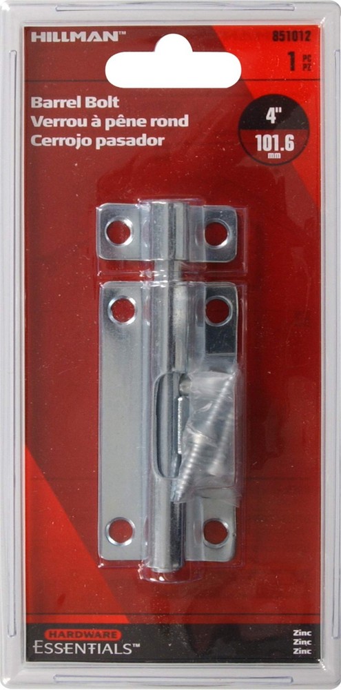 Hardware Essentials Barrel Bolt, Zinc (4")