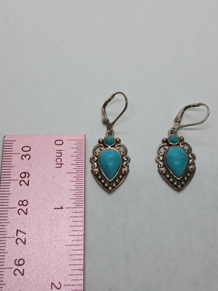 Sterling Silver Turquoise Dangel Earrings Native American