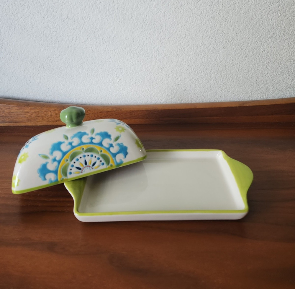 Ceramic Butter dish with Lid Hand Painted