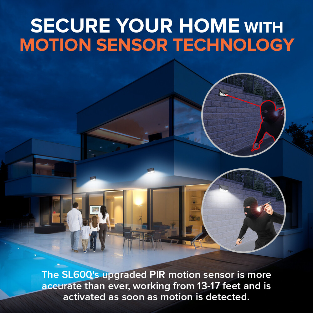 SOLVAO Solar Motion Sensor Lights (2 Pack) - Bright Outdoor Security Lighting
