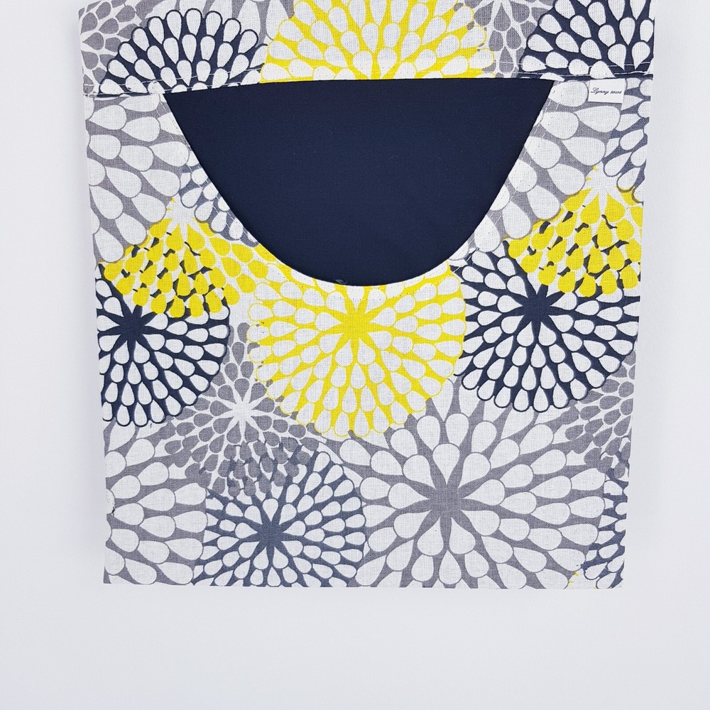 Peg Bag Handmade Grey Yellow Abstract Print Lined Laundry Clothes Peg Holder