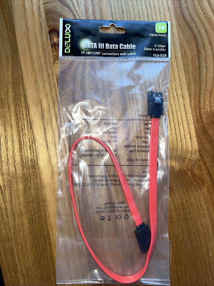 SATA Cable III 6Gbps Straight HDD SDD Data Cable with Locking Latch 18 in