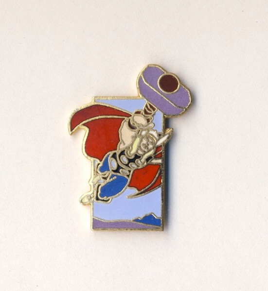 1990 PLANET STUDIOS Marvel THOR Flying CLOISONNE PIN #111 GOLD Back MINT