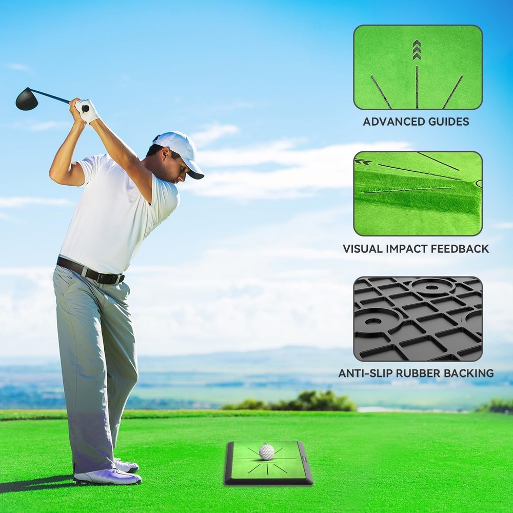 Golf Hitting Mat, Golf Training Mat for Swing Path Feedback Detection Batting...