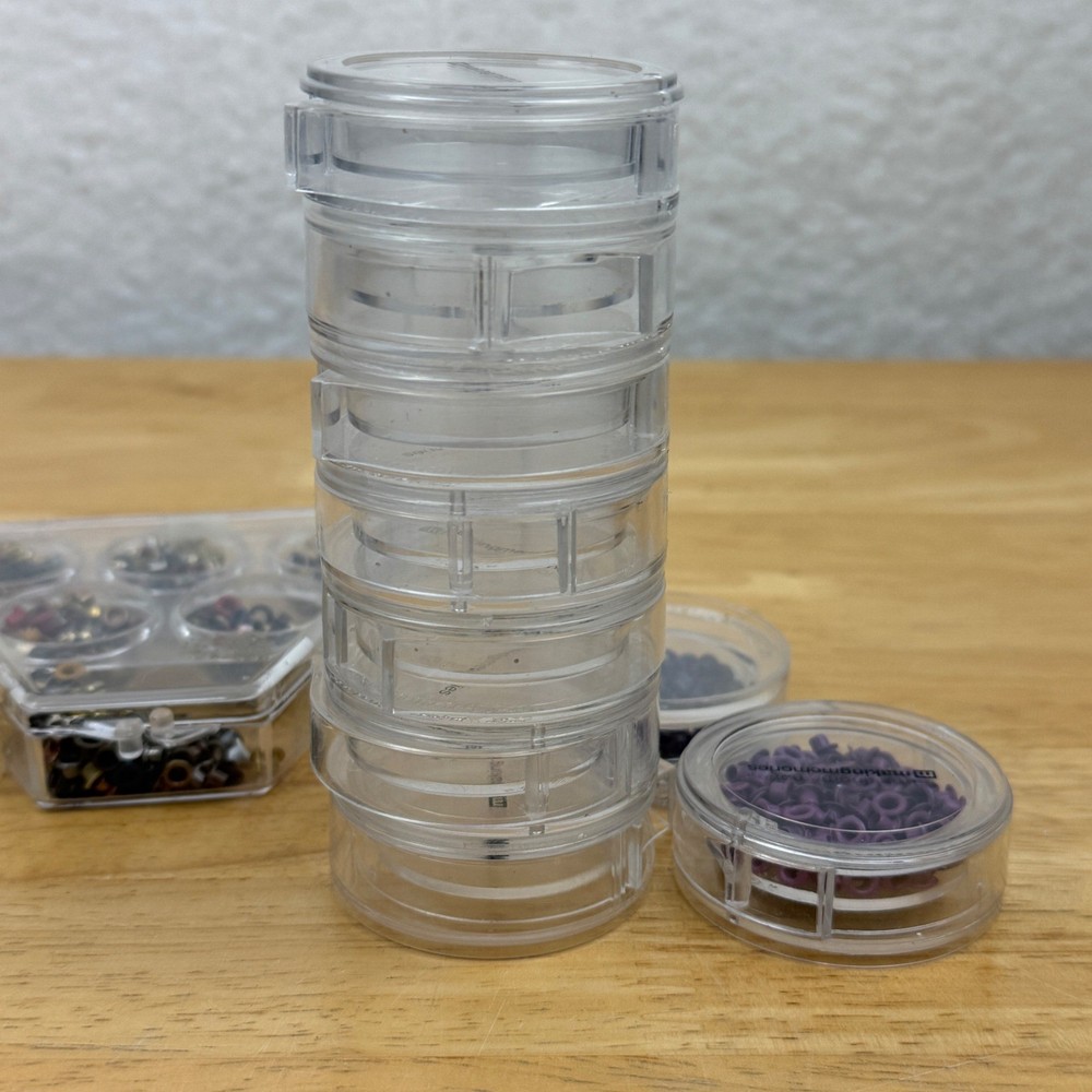 Making Memories Scrapbooking Eyelet Lot Stackable Storage Case Mixed Metal