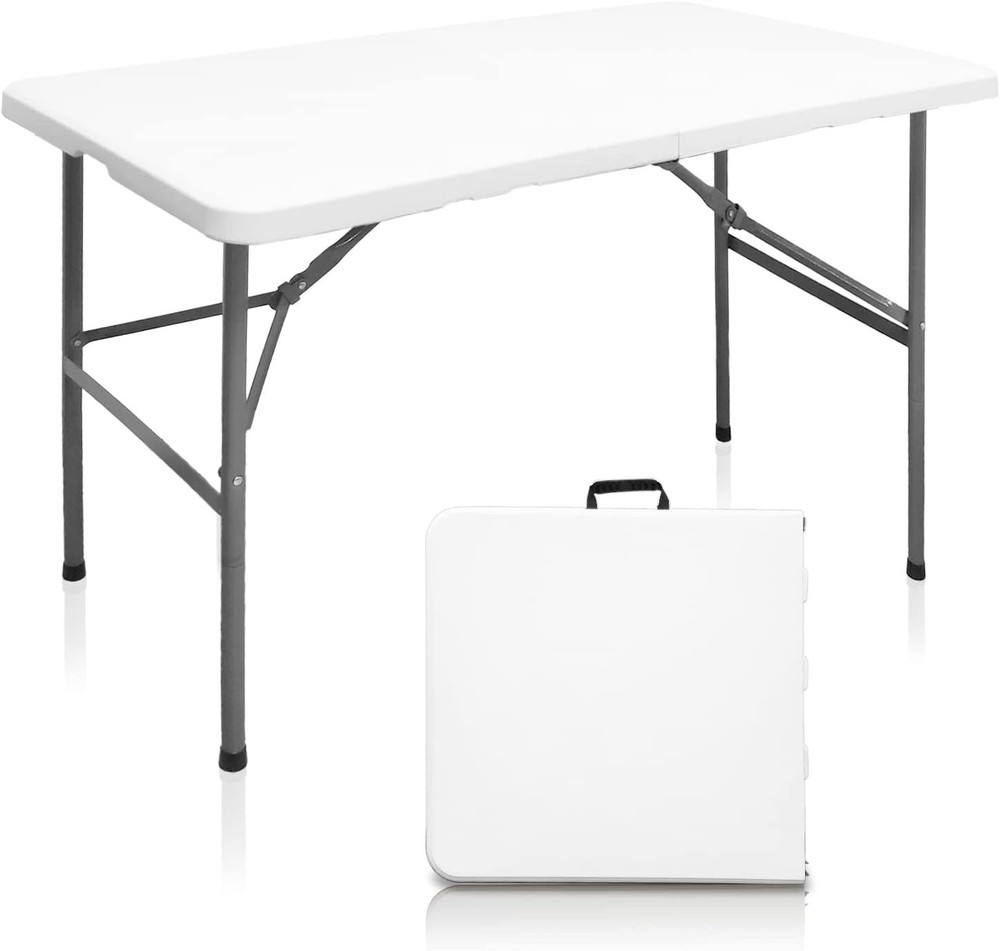 Folding Table 4ft Heavy Duty Folding Tables Indoor Outdoor Plastic Dining Tab...
