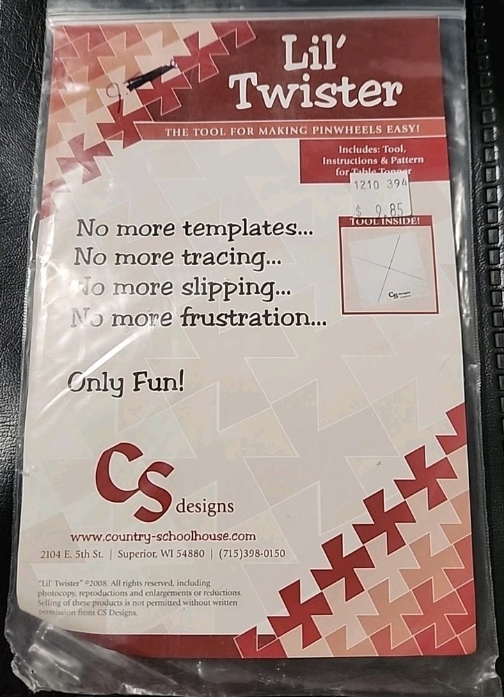 TWISTER TOOL & Lil' Twister includes instructions & Pattern For Layer Cake Quilt
